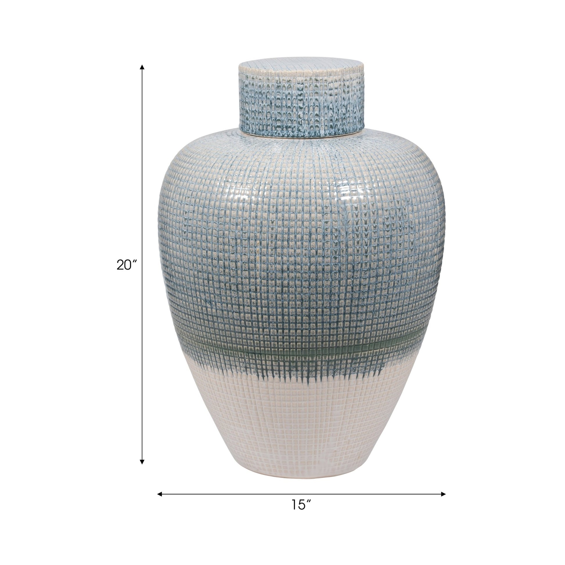 20" KASHION LARGE BLUE LIDDED JAR Vases and Jars| Sagebrook Home