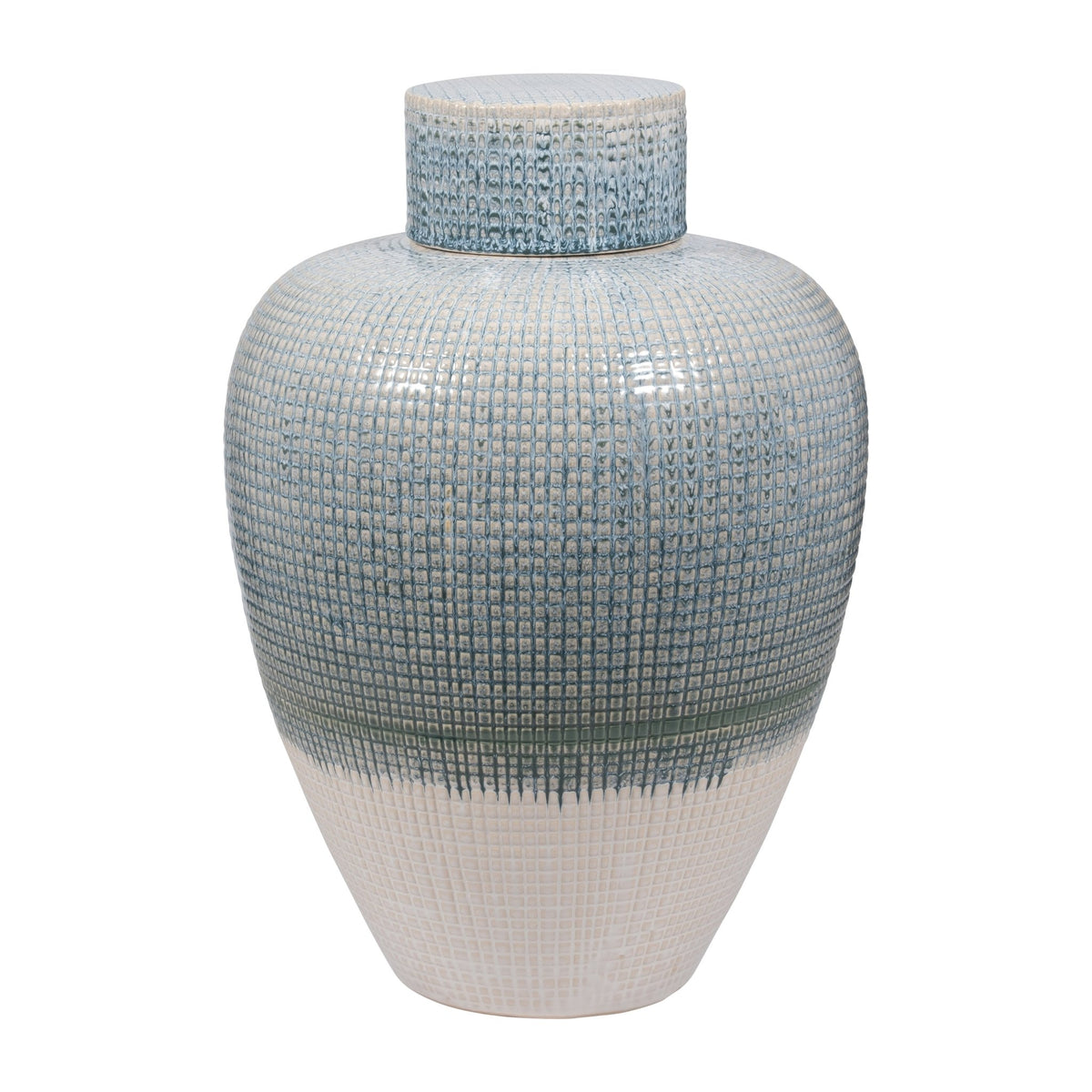 20" KASHION LARGE BLUE LIDDED JAR Vases and Jars| Sagebrook Home