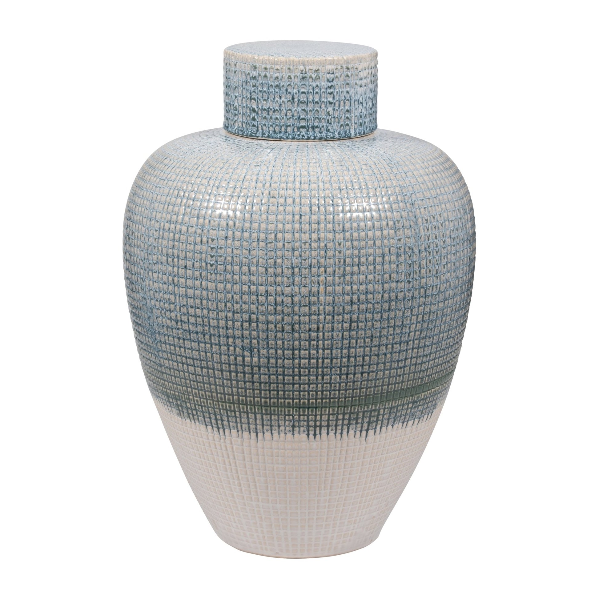 20" KASHION LARGE BLUE LIDDED JAR Vases and Jars| Sagebrook Home