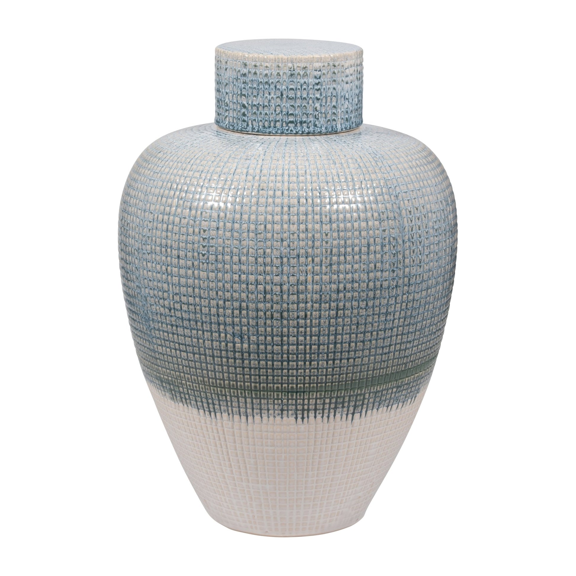 20" KASHION LARGE BLUE LIDDED JAR Vases and Jars| Sagebrook Home