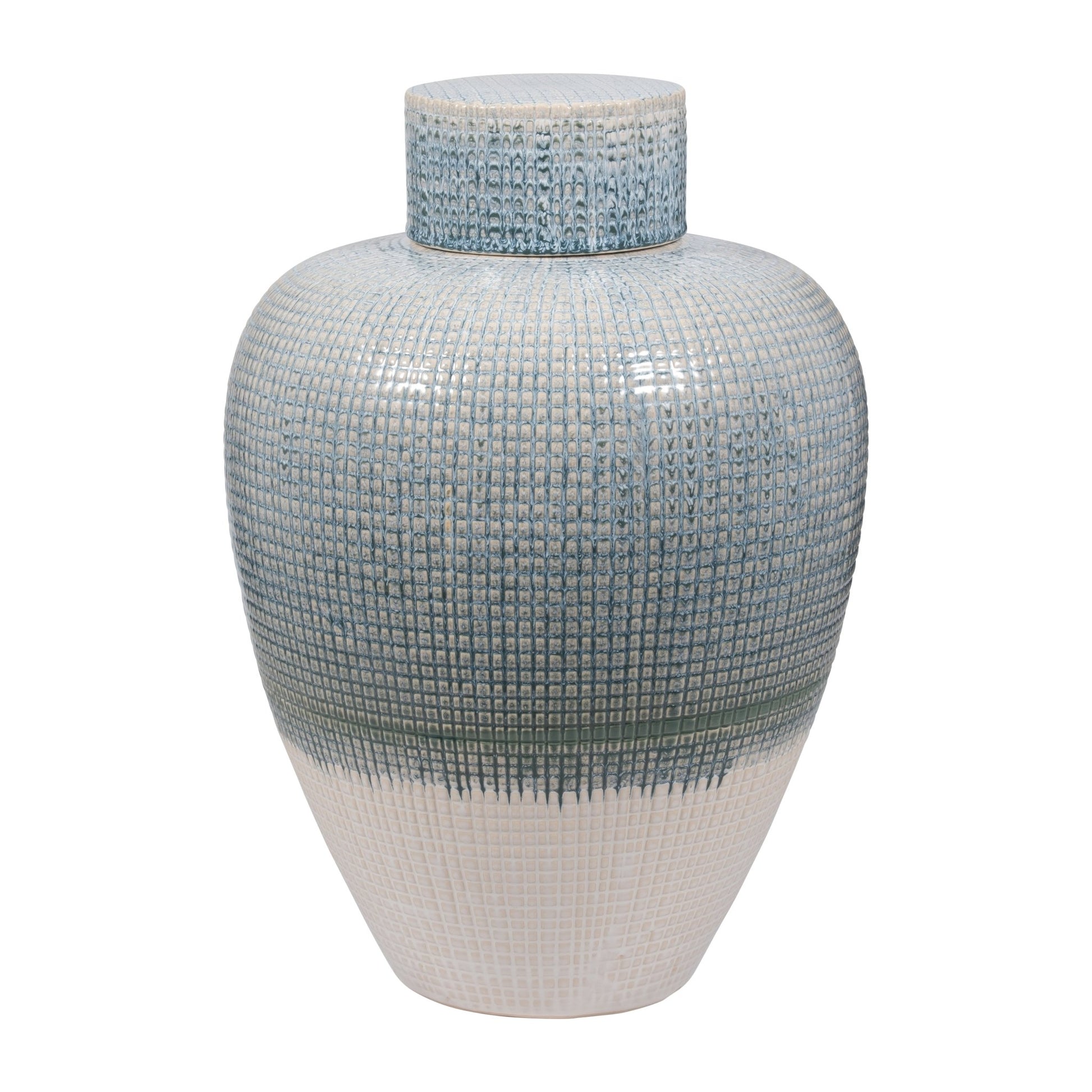 20" KASHION LARGE BLUE LIDDED JAR Vases and Jars| Sagebrook Home