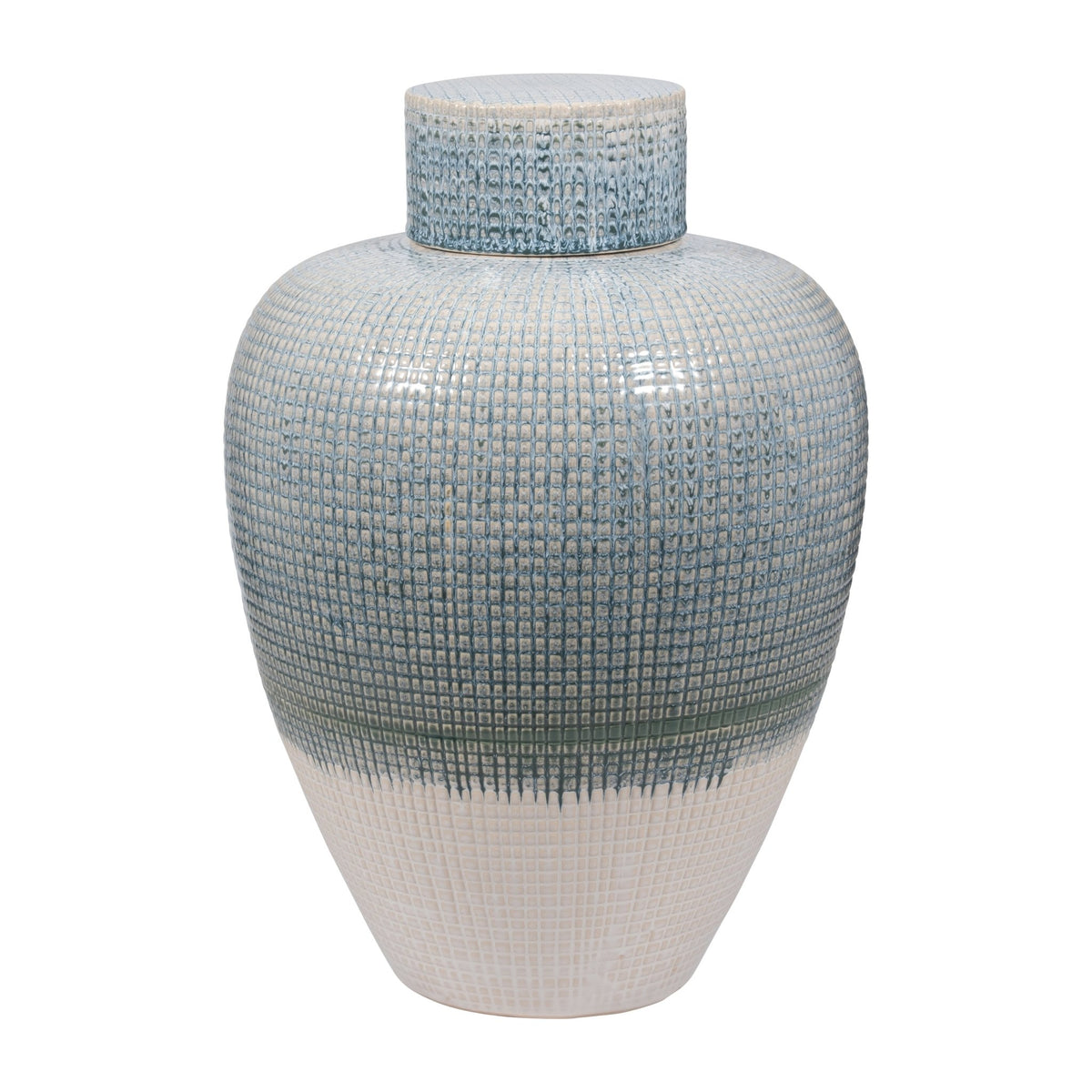 20" KASHION LARGE BLUE LIDDED JAR Vases and Jars| Sagebrook Home