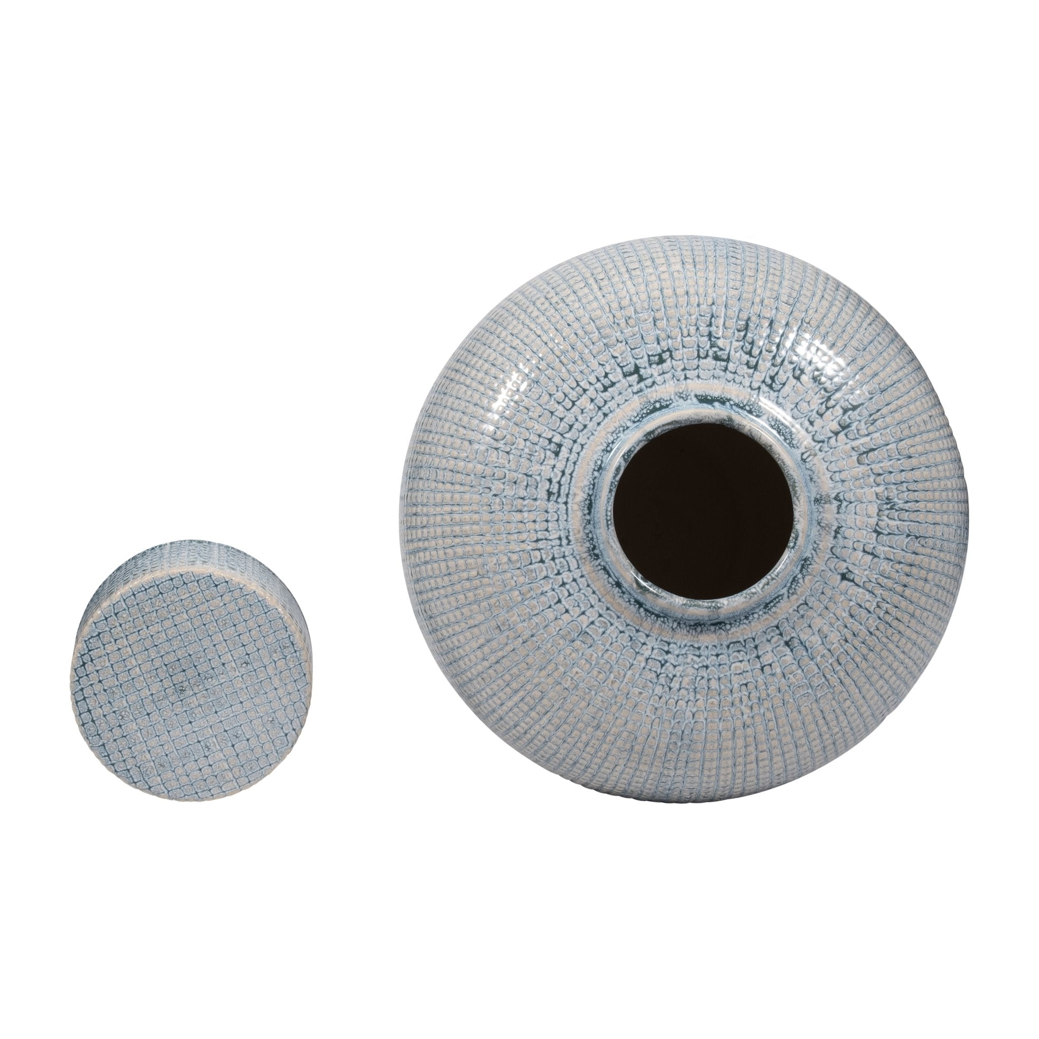 20" KASHION LARGE BLUE LIDDED JAR Vases and Jars| Sagebrook Home