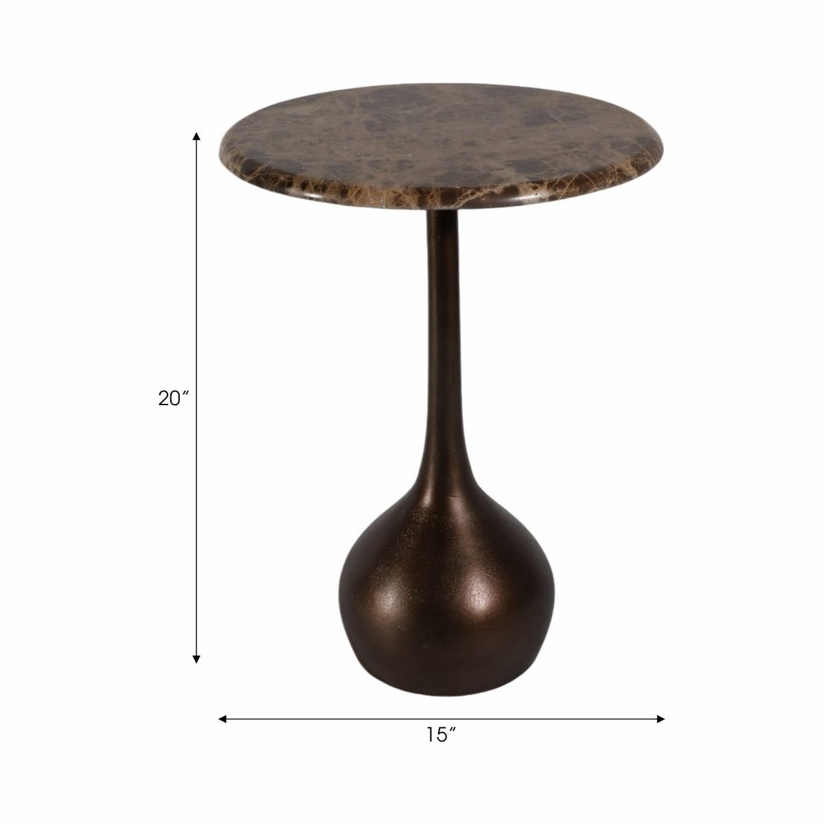20" MARBLE ACCENT TABLE BALL BASE, BWN Accent & End Tables| Sagebrook Home