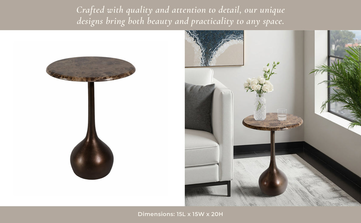 20" MARBLE ACCENT TABLE BALL BASE, BWN Accent & End Tables| Sagebrook Home