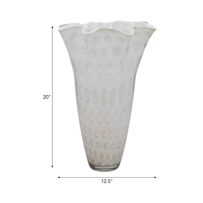 20" Meira Ivory Bouquet Glass Vase - Al Rugaib Furniture