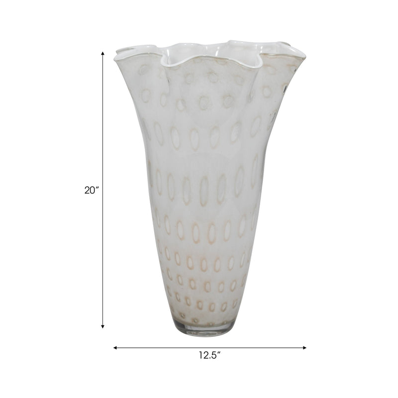 20" Meira Ivory Bouquet Glass Vase - Al Rugaib Furniture