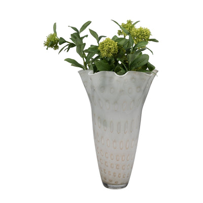 20" Meira Ivory Bouquet Glass Vase - Al Rugaib Furniture