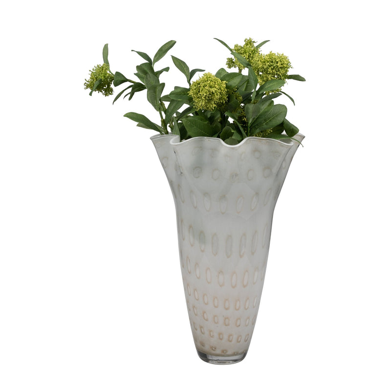 20" Meira Ivory Bouquet Glass Vase - Al Rugaib Furniture