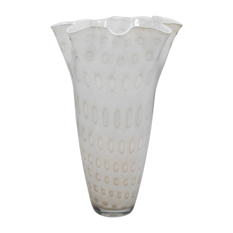 20" Meira Ivory Bouquet Glass Vase - Al Rugaib Furniture