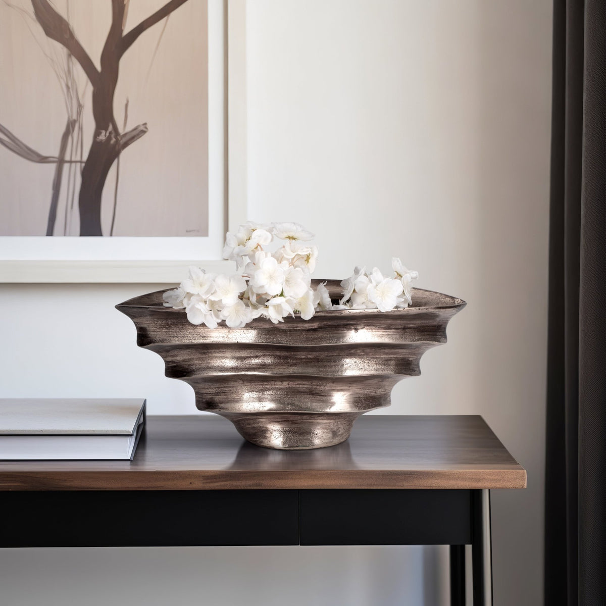 20" Morine Silver Metal Bowl Table Decors| Sagebrook Home