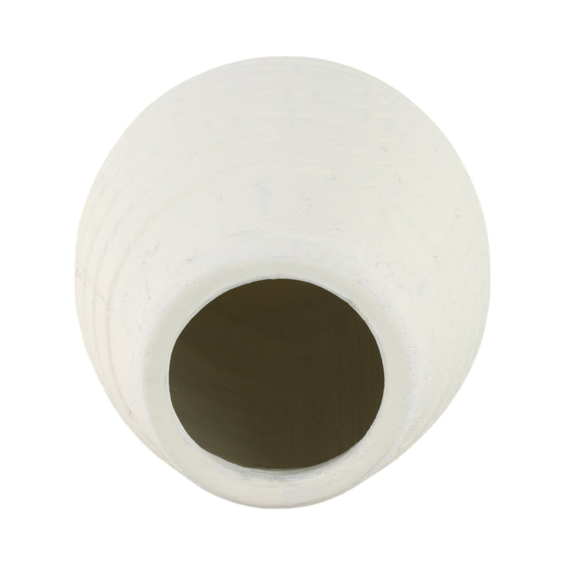 20" Rope Ribbed Terracotta Vase, White - Al Rugaib Furniture