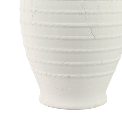 20" Rope Ribbed Terracotta Vase, White - Al Rugaib Furniture