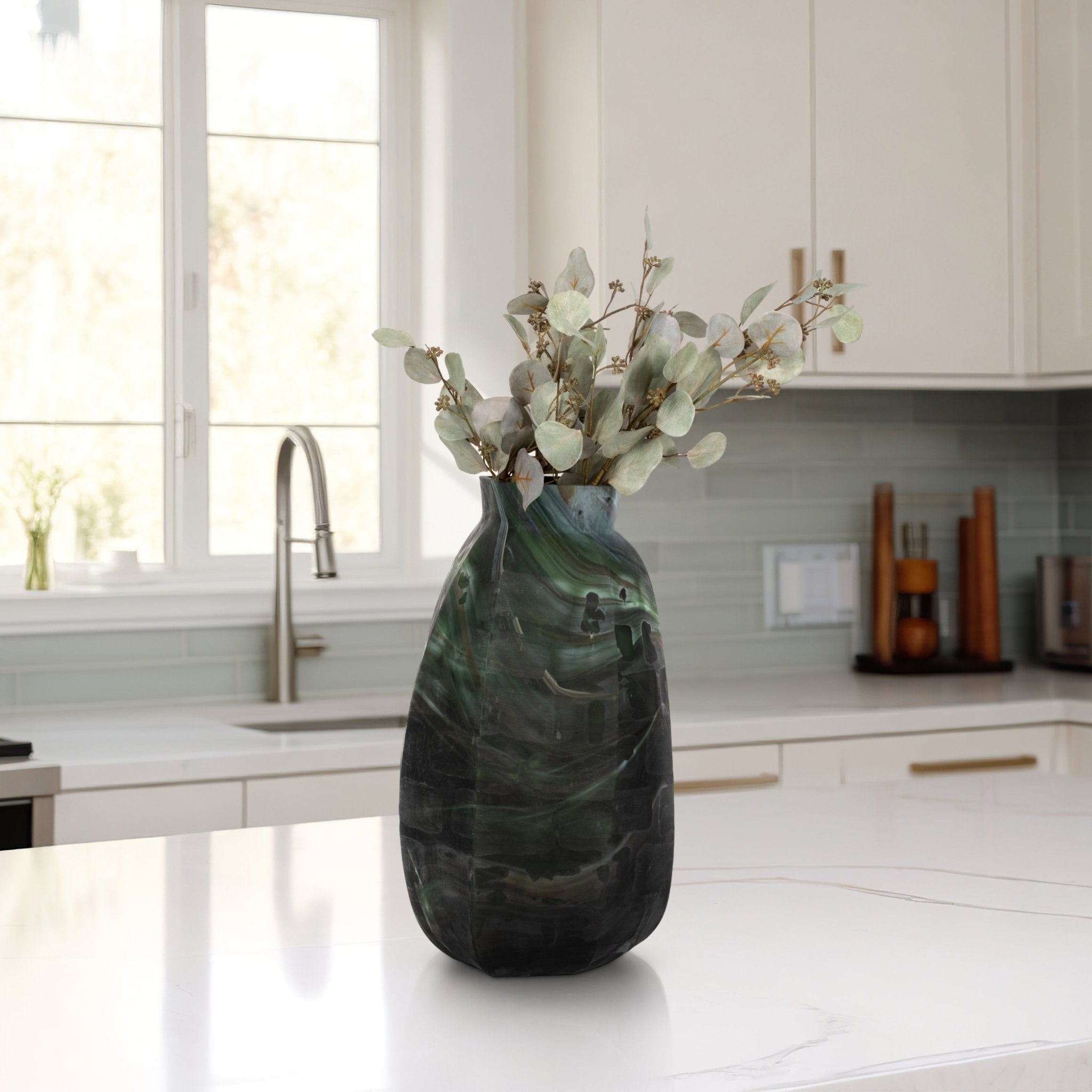20" Savu Large Green Glass Vase Vases and Jars| Sagebrook Home