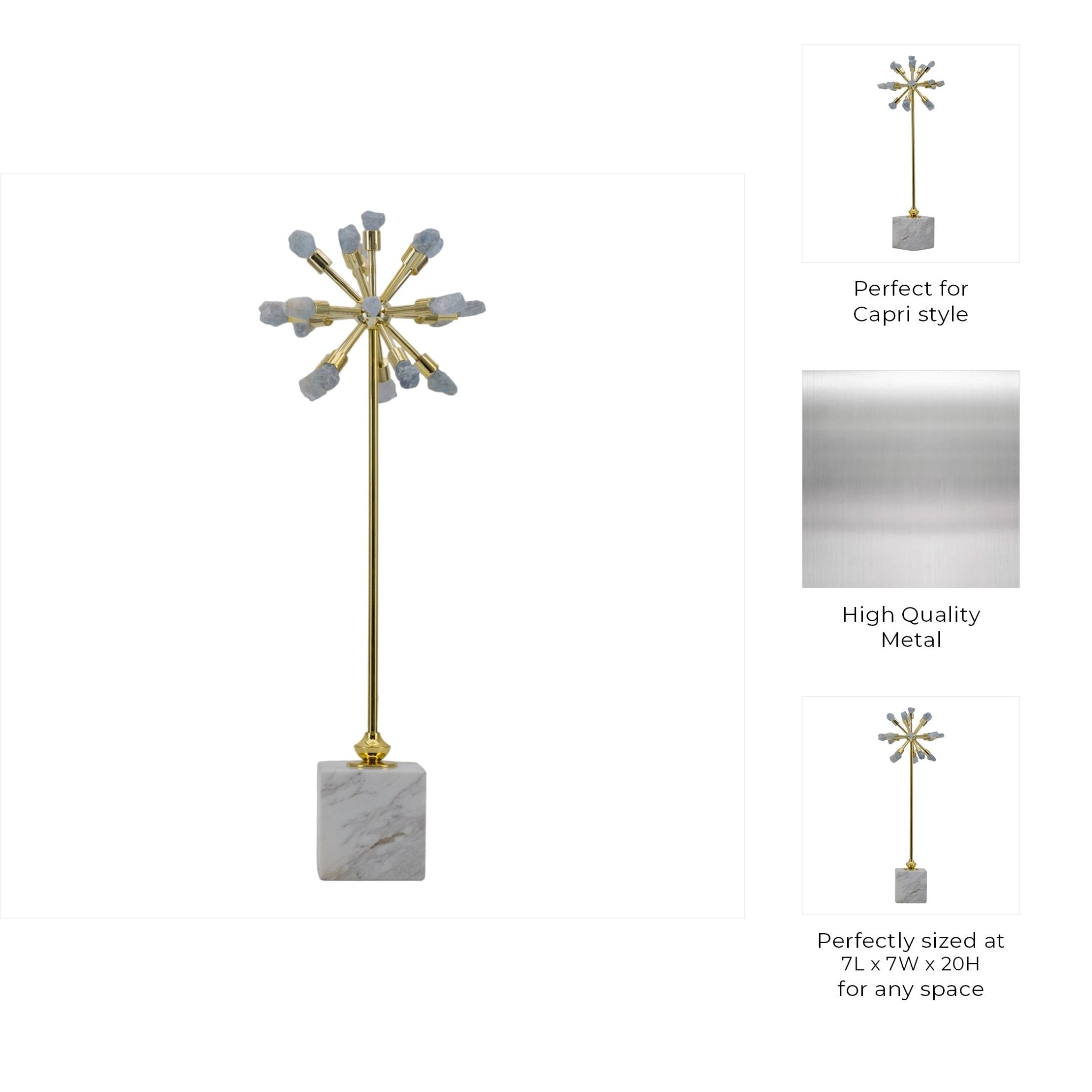 20" Serene Large Blue Starburst Statuary Table Decors| Sagebrook Home