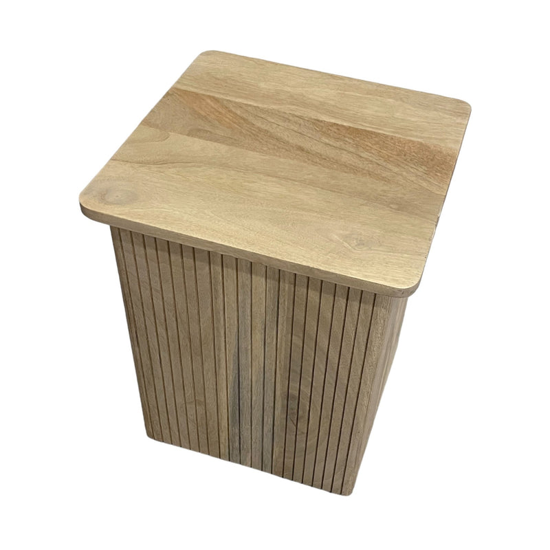 20" Square Ribbed Accent Table, Natural - Al Rugaib Furniture