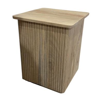 20" Square Ribbed Accent Table, Natural - Al Rugaib Furniture