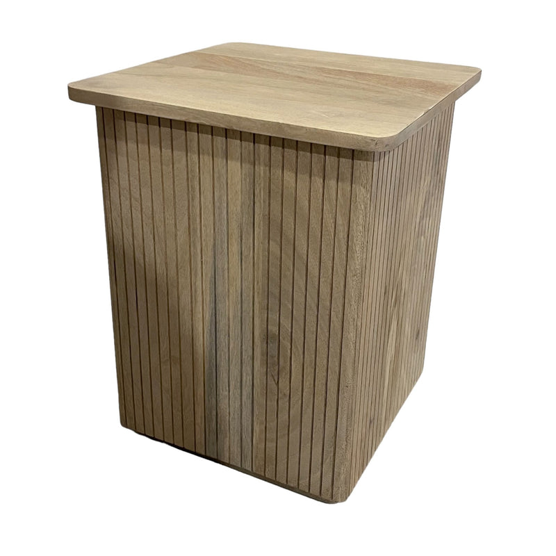 20" Square Ribbed Accent Table, Natural - Al Rugaib Furniture