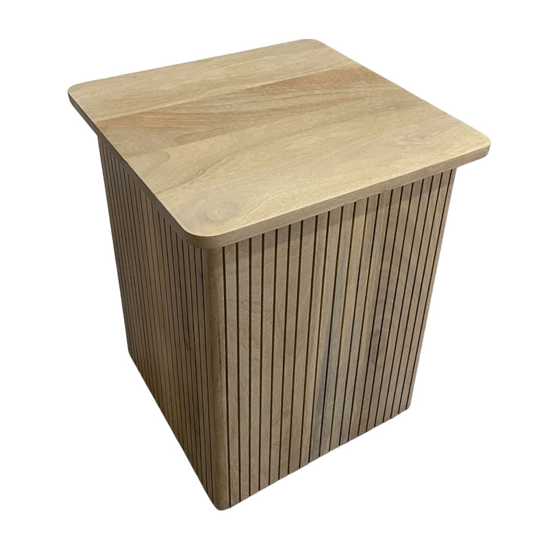 20" Square Ribbed Accent Table, Natural - Al Rugaib Furniture