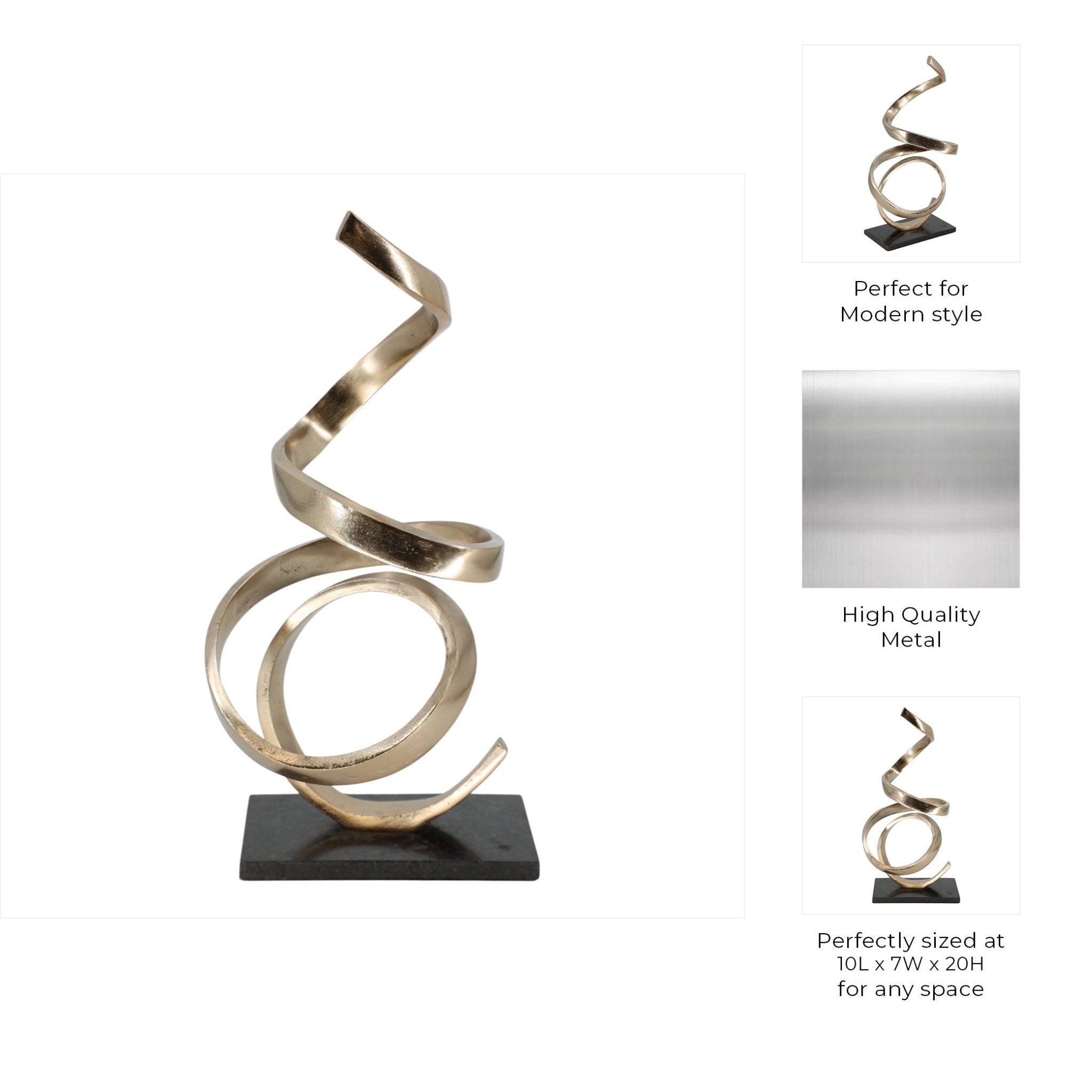20" Valdez Gold Loop Statuary Table Decors| Sagebrook Home