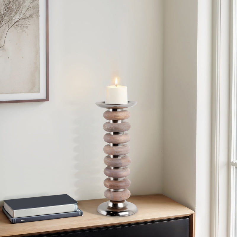 20" Vinita Small Wood Candle Holder - Al Rugaib Furniture