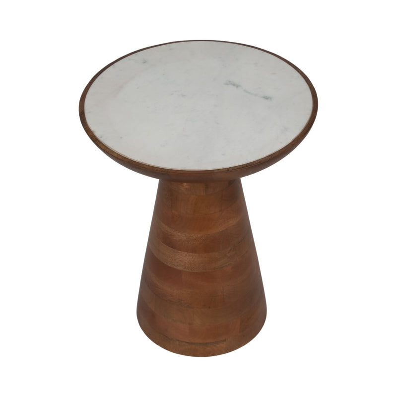 20" Wood Accent Table Marble Top, Natural/white - Al Rugaib Furniture