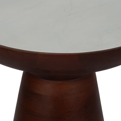 20" Wood Accent Table Marble Top, Walnut/white - Al Rugaib Furniture