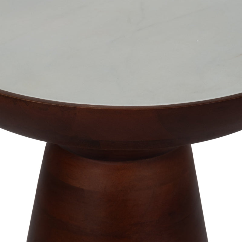 20" Wood Accent Table Marble Top, Walnut/white - Al Rugaib Furniture