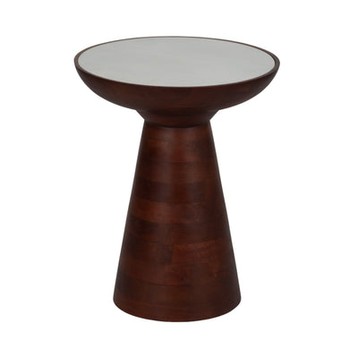 20" Wood Accent Table Marble Top, Walnut/white - Al Rugaib Furniture