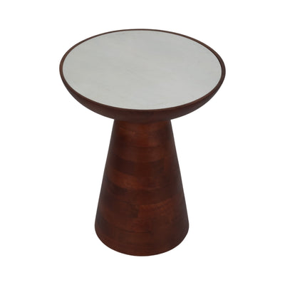 20" Wood Accent Table Marble Top, Walnut/white - Al Rugaib Furniture