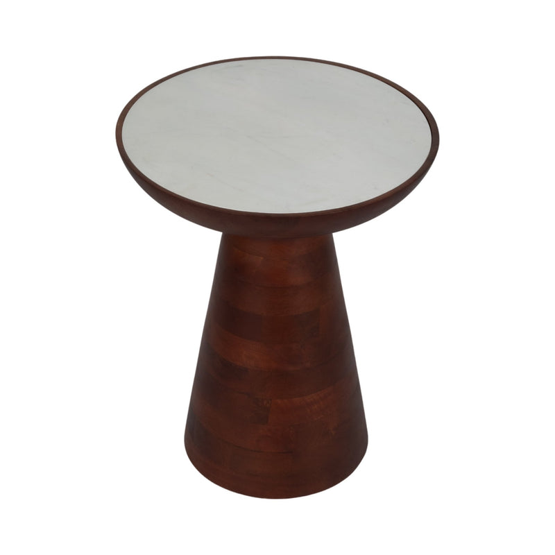 20" Wood Accent Table Marble Top, Walnut/white - Al Rugaib Furniture