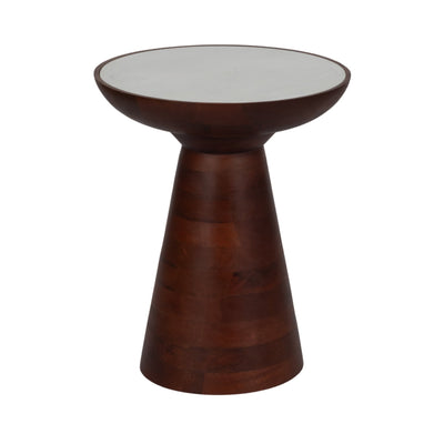 20" Wood Accent Table Marble Top, Walnut/white - Al Rugaib Furniture