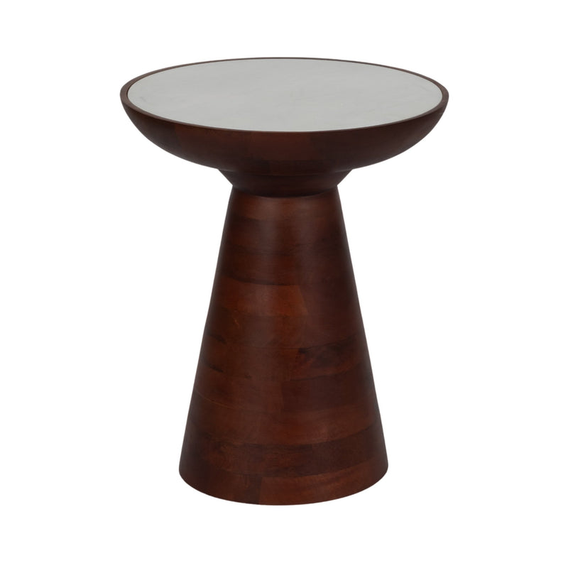 20" Wood Accent Table Marble Top, Walnut/white - Al Rugaib Furniture