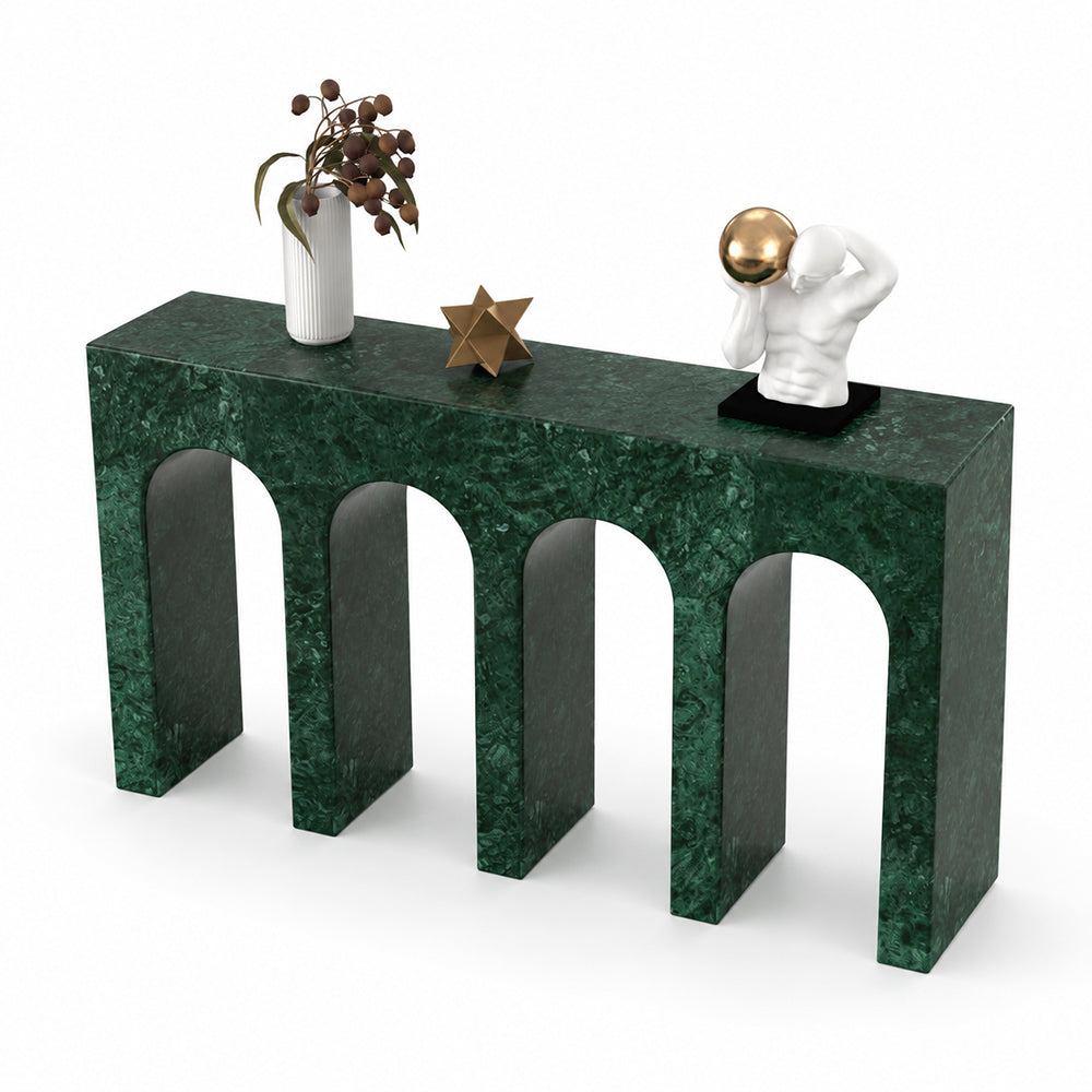 Arched Natural Green Marble Console Table