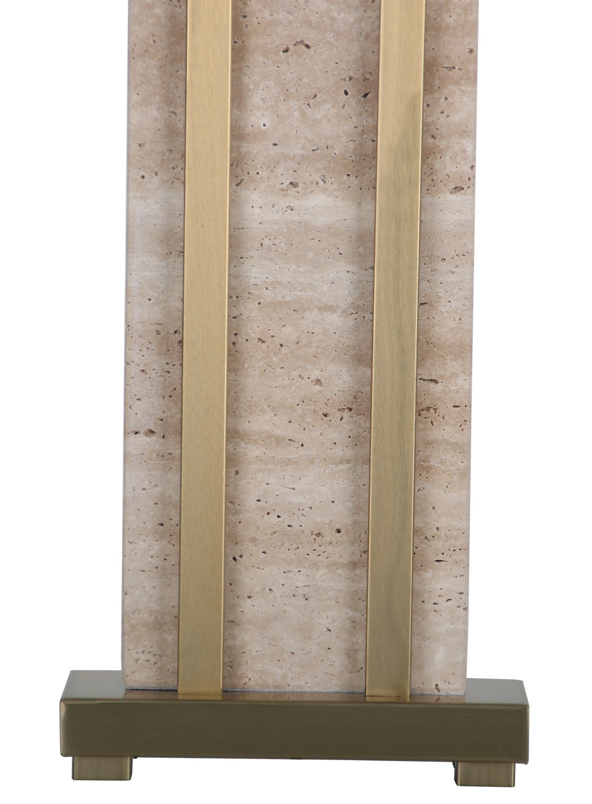 Stark Cream Travertine Table Lamp in Antique Brass-76cm H