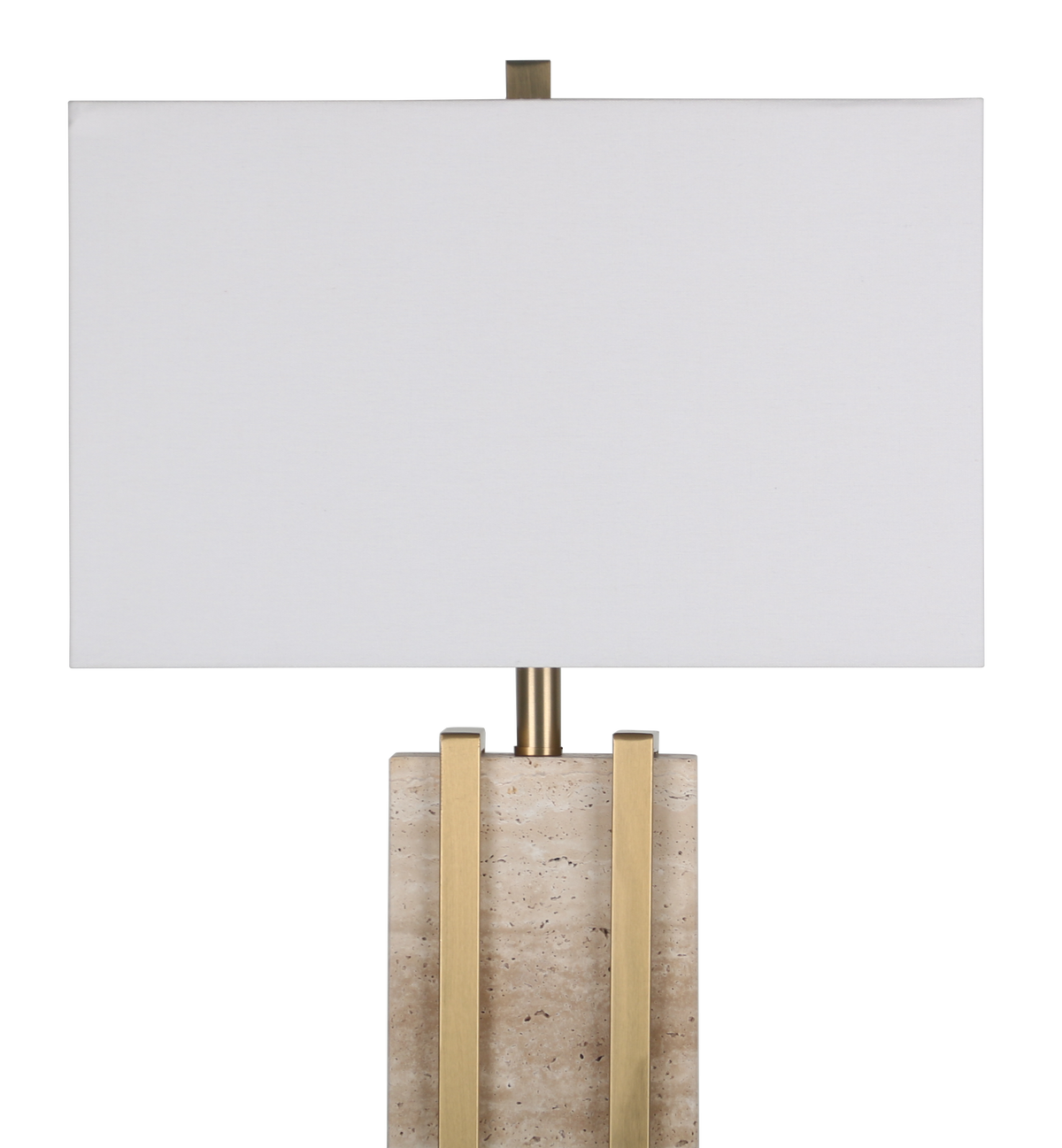 Stark Cream Travertine Table Lamp in Antique Brass-76cm H