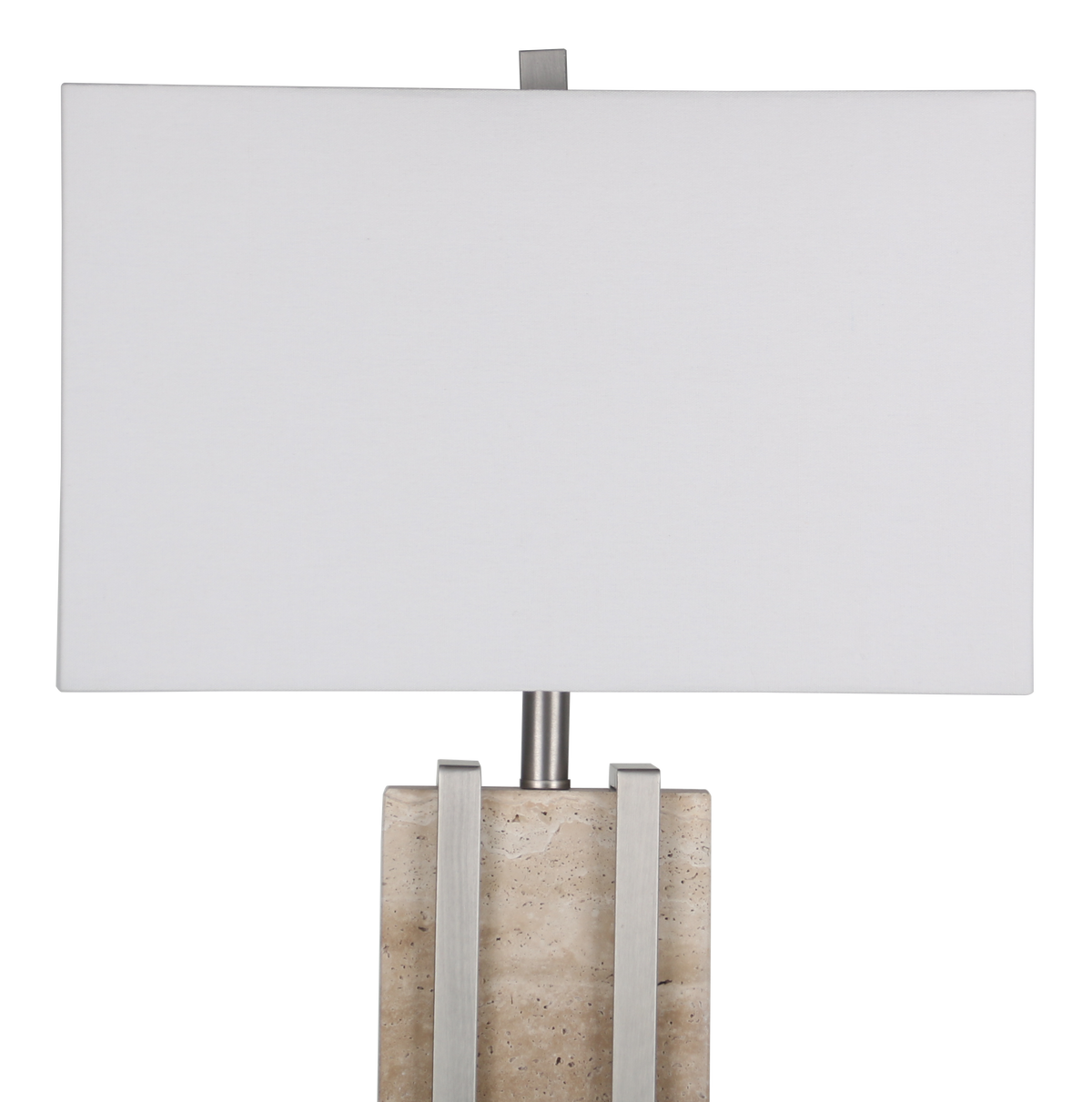 Stark Cream Travertine Table Lamp in Silver-76cm H