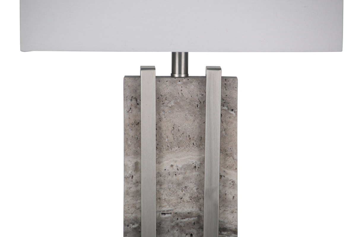 Stark Grey Travertine Table Lamp in Silver-64.5cm H