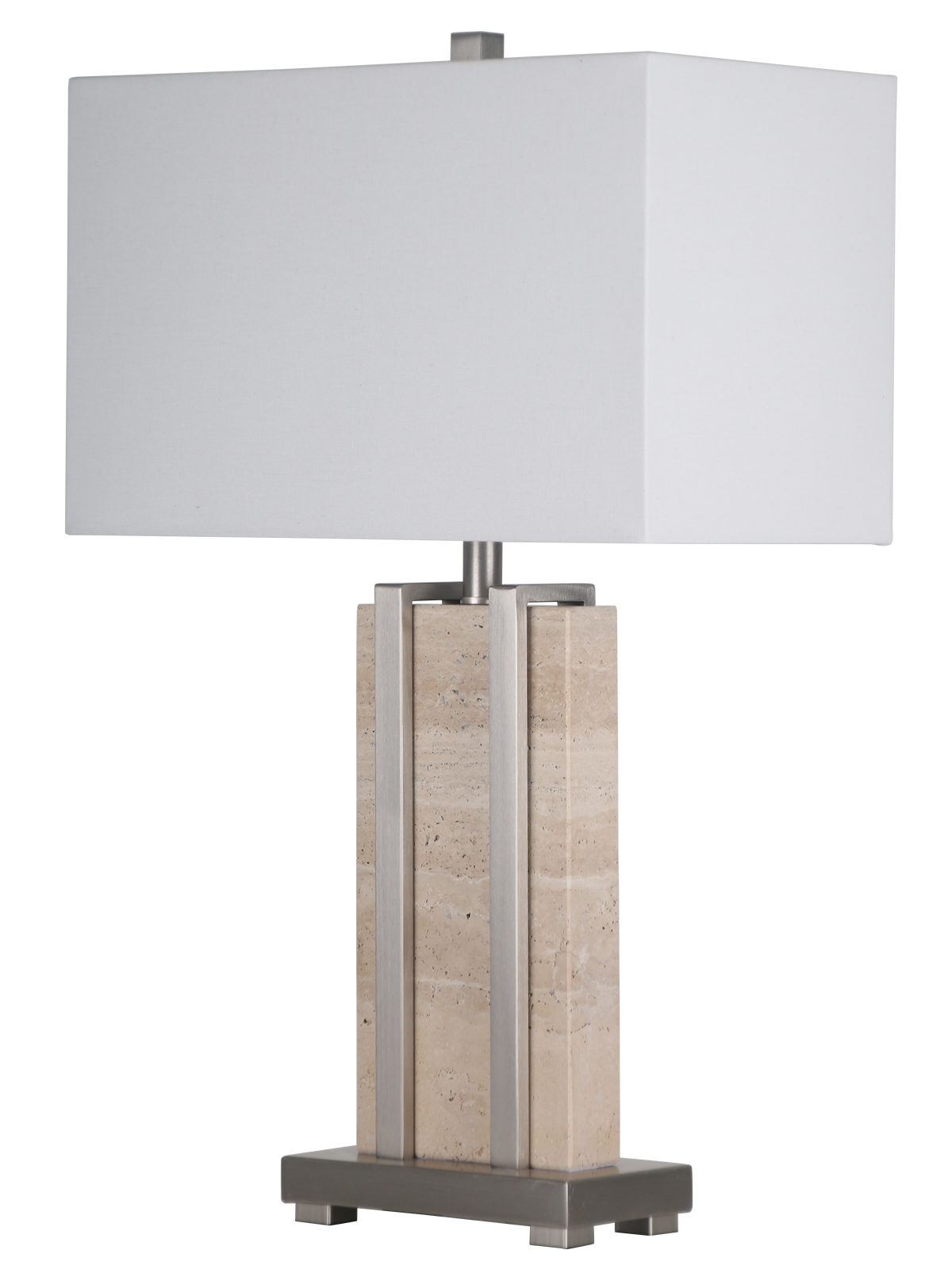 Stark Cream Travertine Table Lamp in Silver-64.5cm H