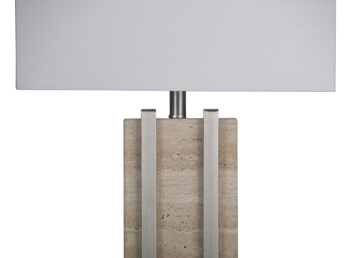 Stark Cream Travertine Table Lamp in Silver-64.5cm H