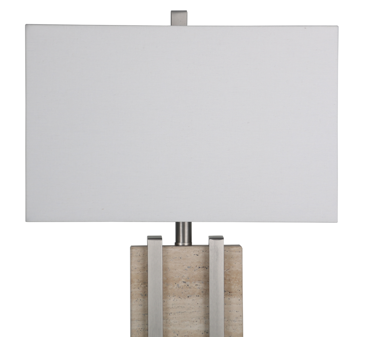 Stark Cream Travertine Table Lamp in Silver-64.5cm H