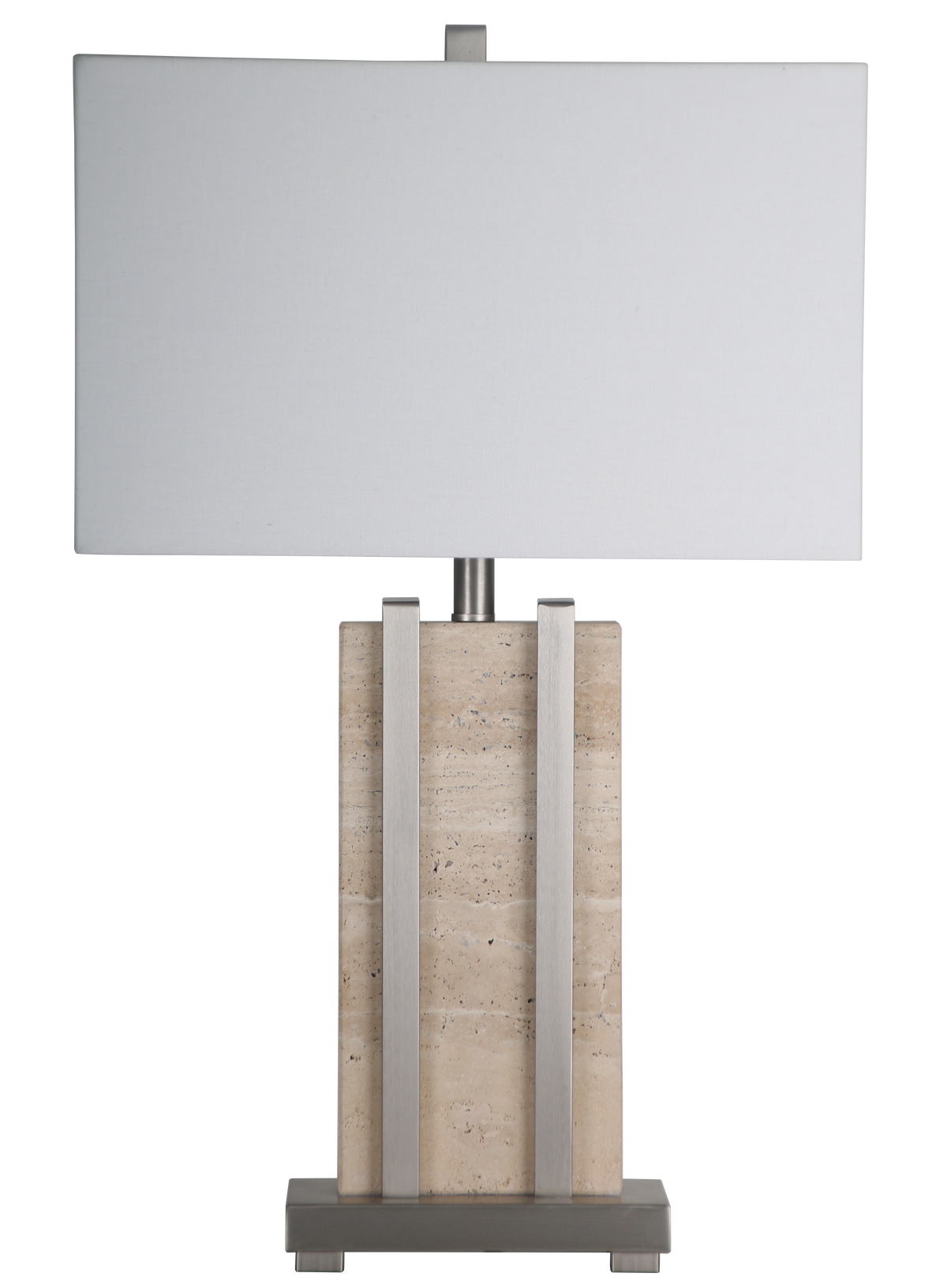 Stark Cream Travertine Table Lamp in Silver-64.5cm H