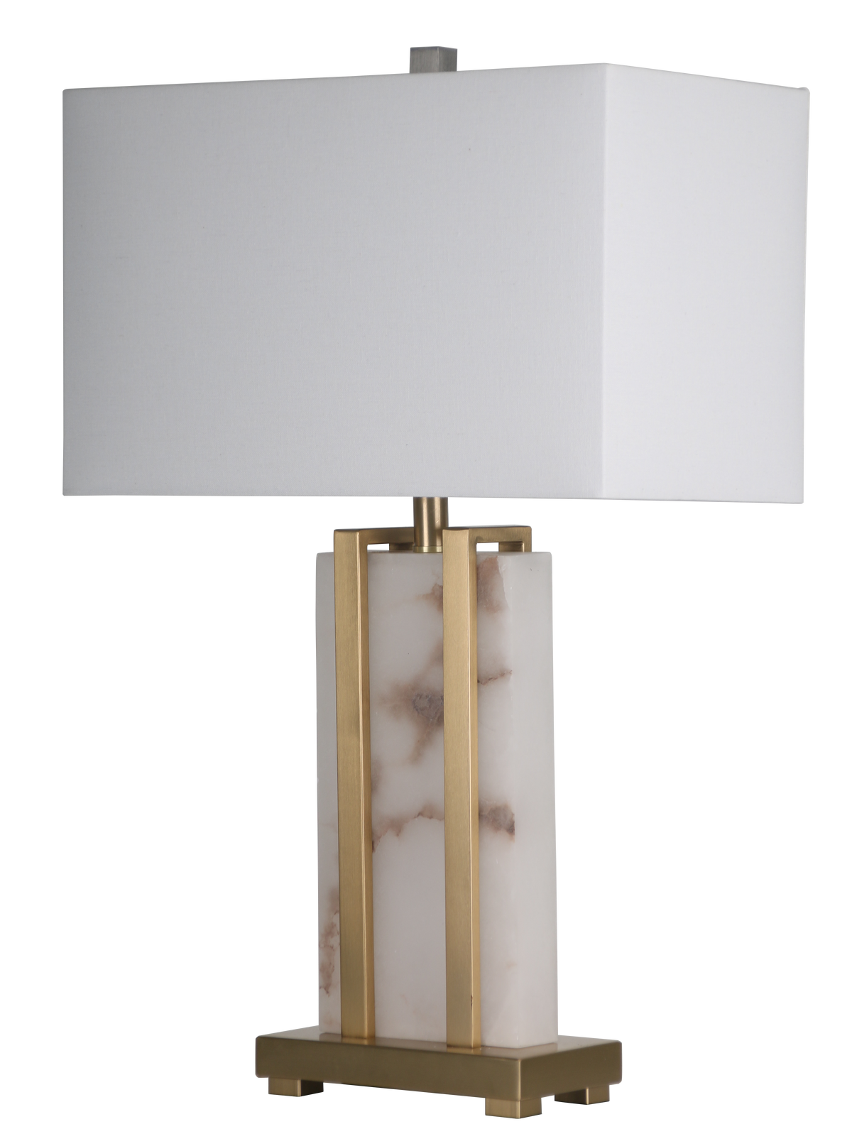 Stark Alabaster Table Lamp in Antique Brass-64.5cm H