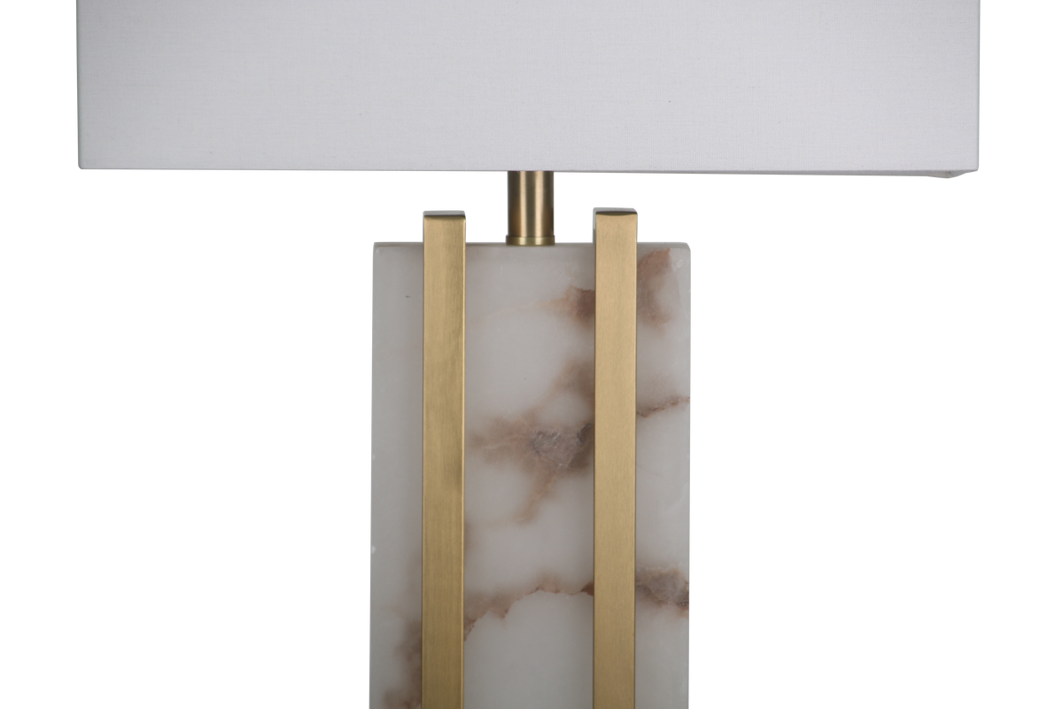 Stark Alabaster Table Lamp in Antique Brass-64.5cm H