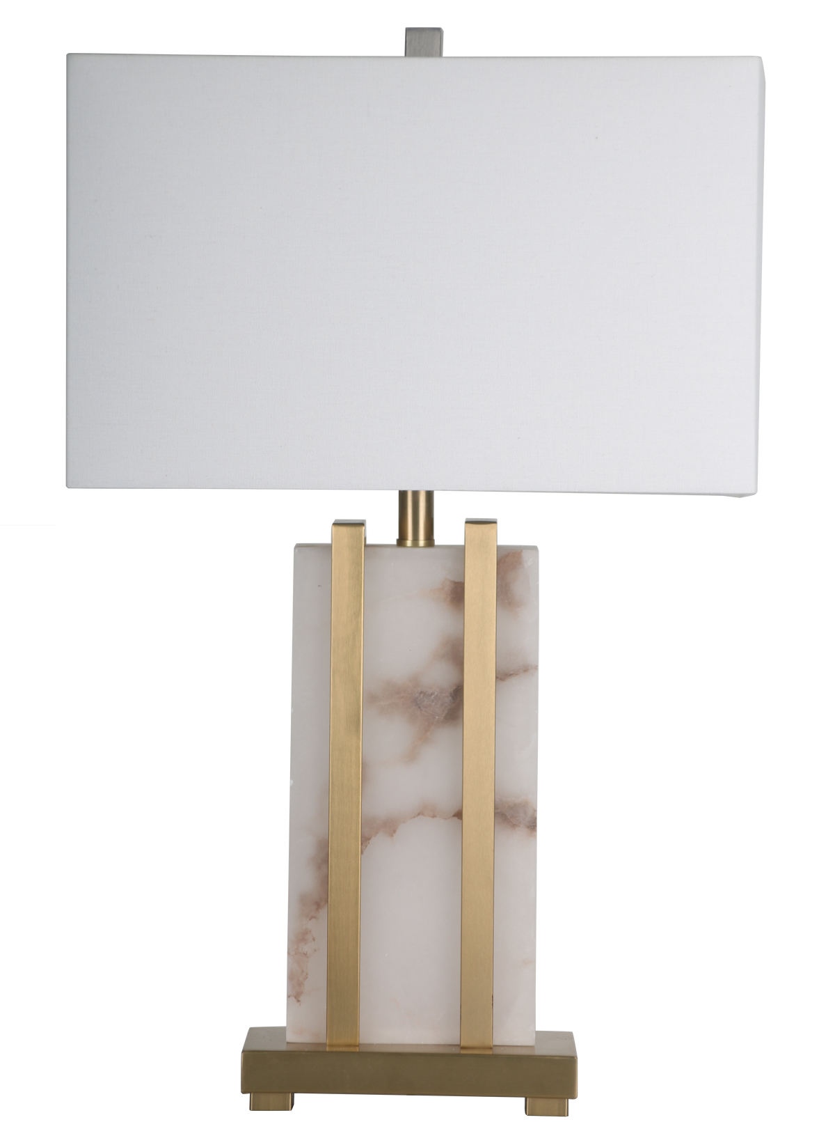 Stark Alabaster Table Lamp in Antique Brass-64.5cm H