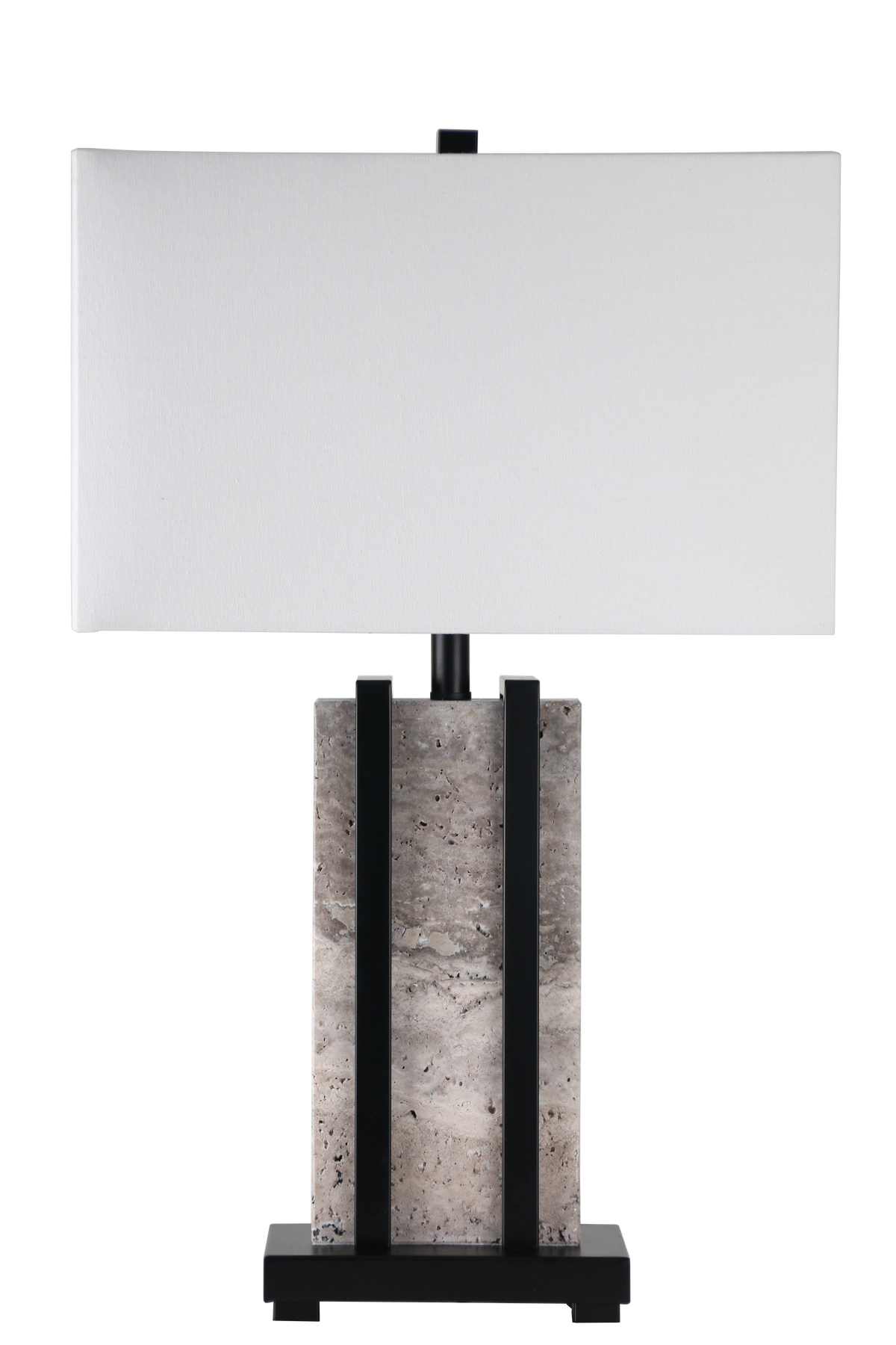 Stark Grey Travertine Table Lamp in Black-64.5cm H