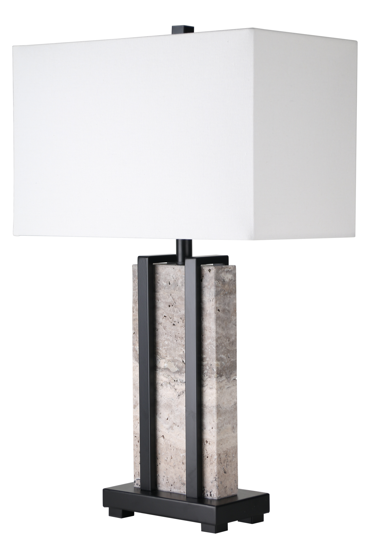 Stark Grey Travertine Table Lamp in Black-64.5cm H