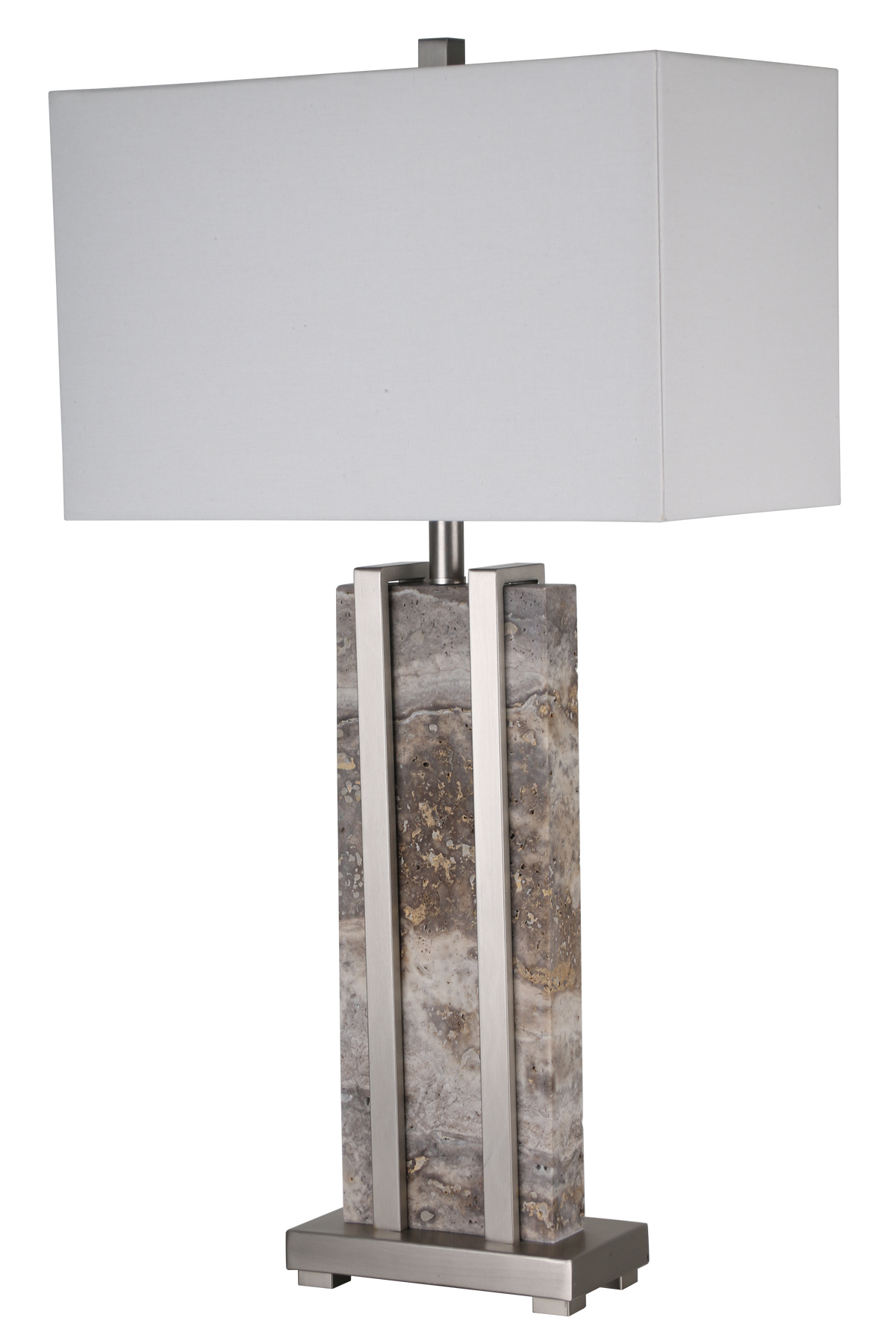 Stark Grey Travertine Table Lamp in Silver-76cm H