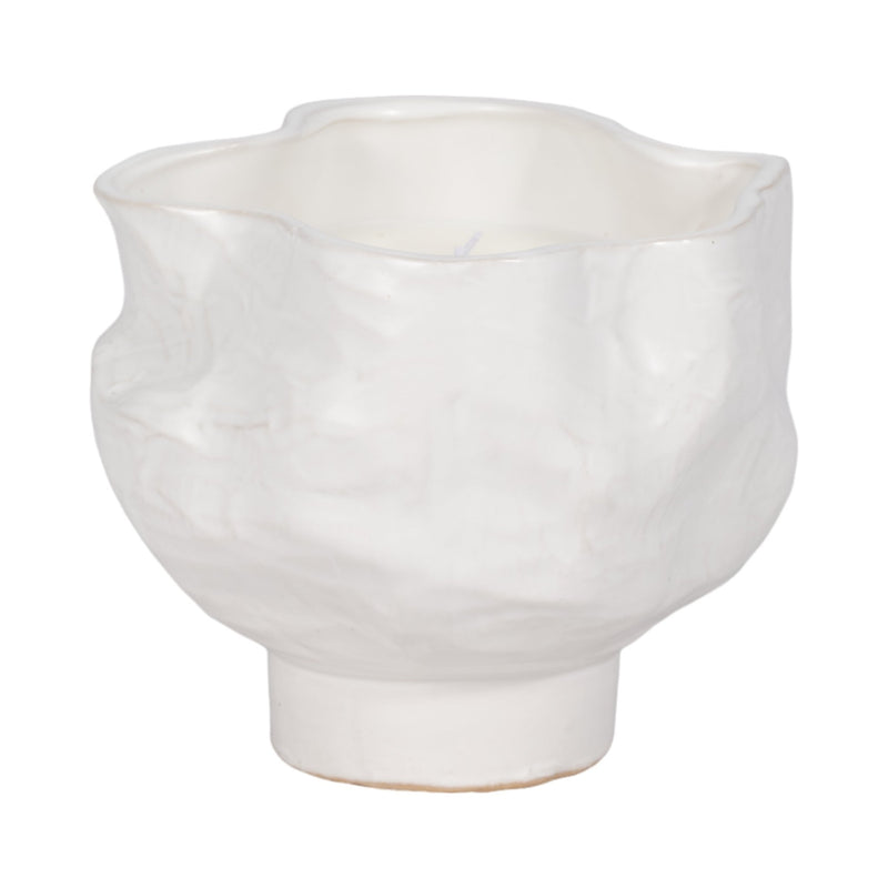 20oz Citro Candle Wavy Bowl, White - Al Rugaib Furniture