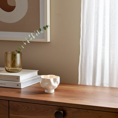 20oz Citro Candle Wavy Bowl, White - Al Rugaib Furniture